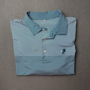 Peter Millar Polo Shirt Mens XL Green Striped Golf Summer Comfort Siwanoy